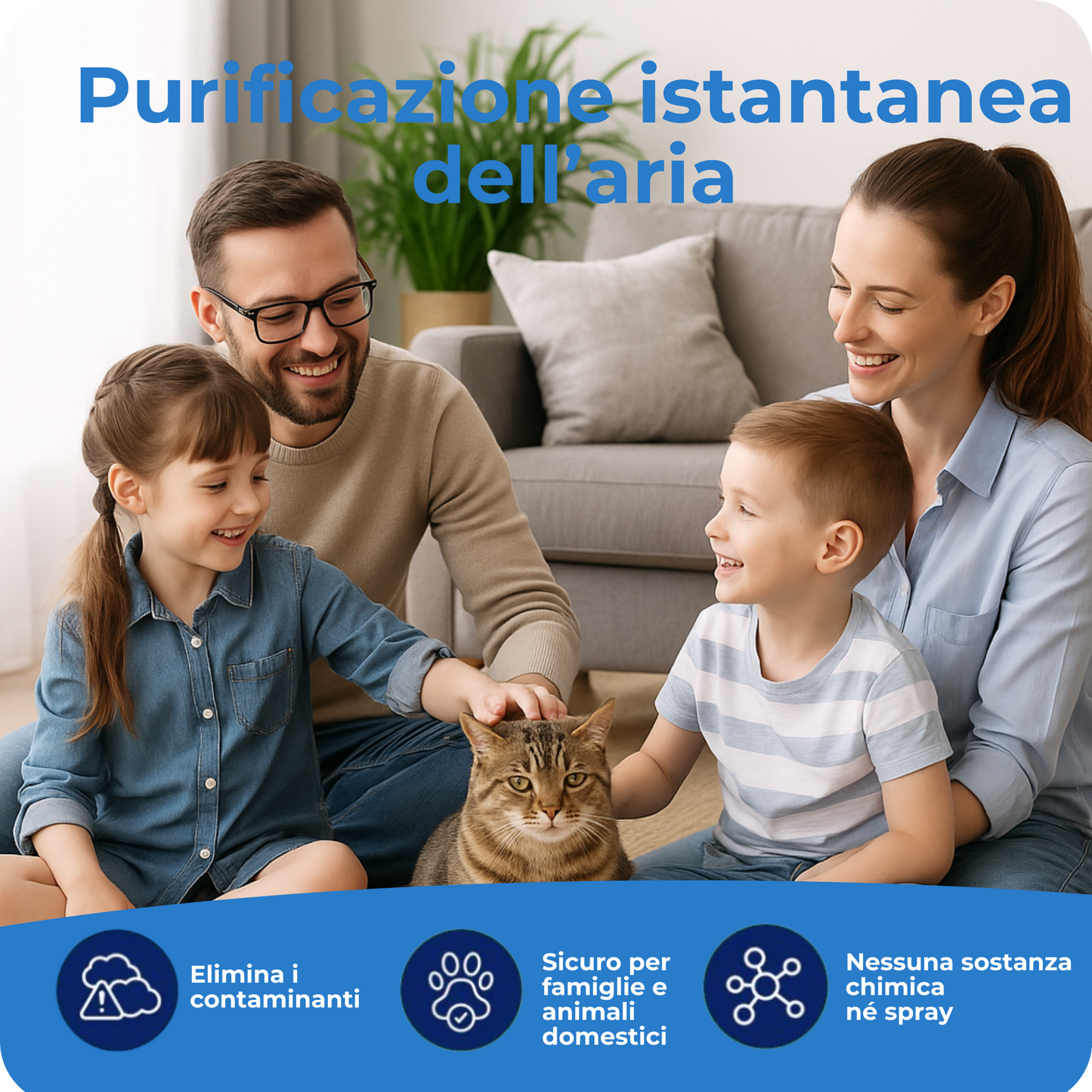 Purificatore d’aria per gatti, odori e lettiera