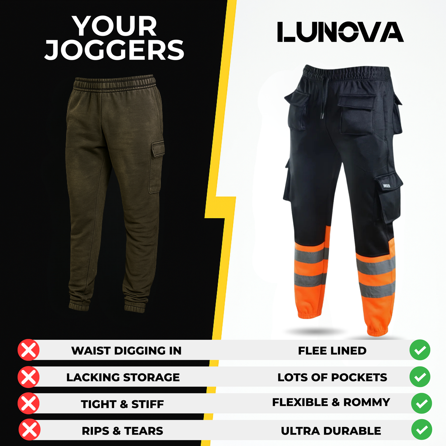 LUNOVA™ Ultra-Stretch Regular Fit Work Cargo Joggers